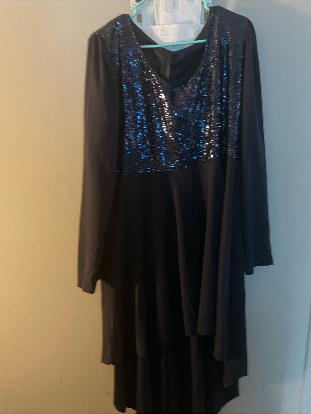 Black Sequin Bodice Layered Dress